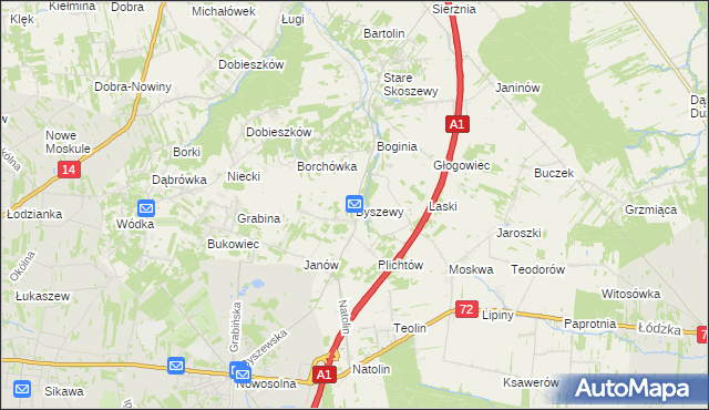 mapa Byszewy, Byszewy na mapie Targeo