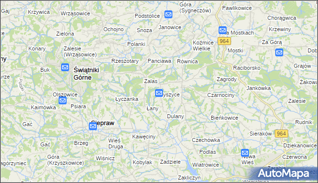 mapa Byszyce, Byszyce na mapie Targeo