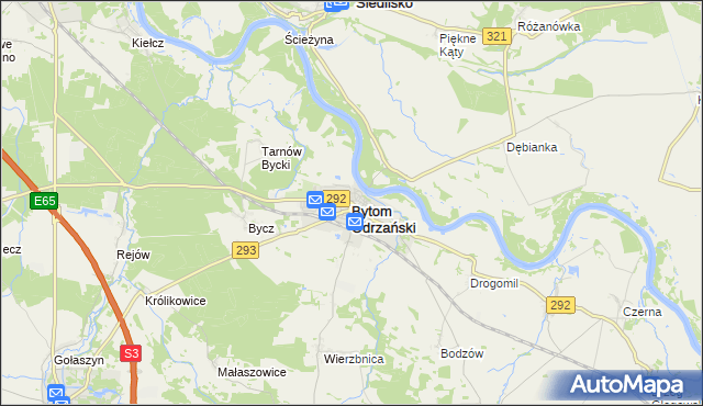 mapa Bytom Odrzański, Bytom Odrzański na mapie Targeo