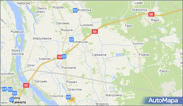 mapa Całowanie, Całowanie na mapie Targeo
