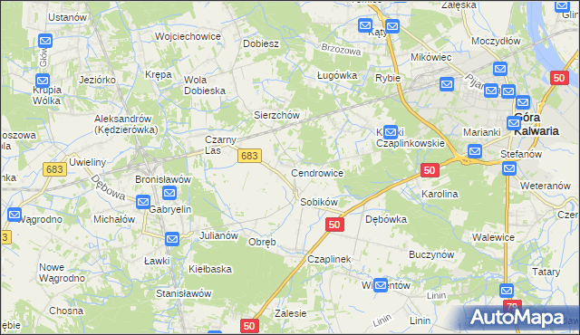 mapa Cendrowice, Cendrowice na mapie Targeo