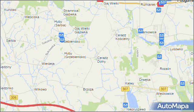 mapa Ceradz Dolny, Ceradz Dolny na mapie Targeo