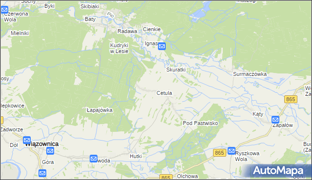 mapa Cetula, Cetula na mapie Targeo