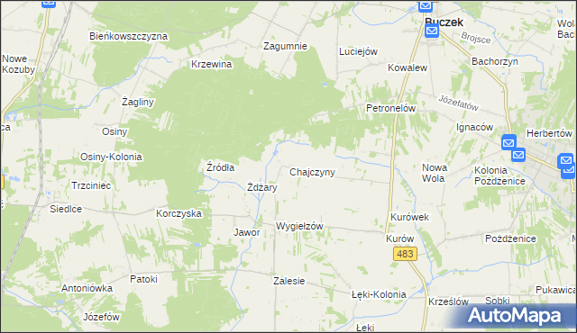 mapa Chajczyny, Chajczyny na mapie Targeo