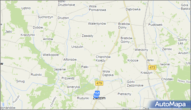 mapa Charchów Księży, Charchów Księży na mapie Targeo