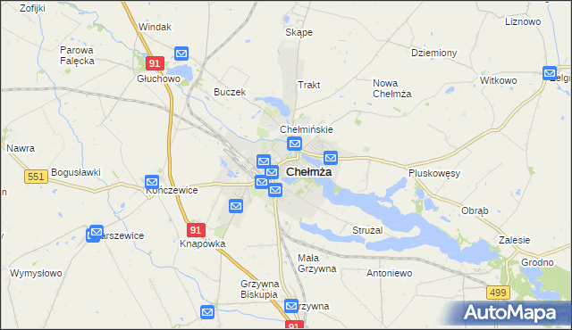 mapa Chełmża, Chełmża na mapie Targeo