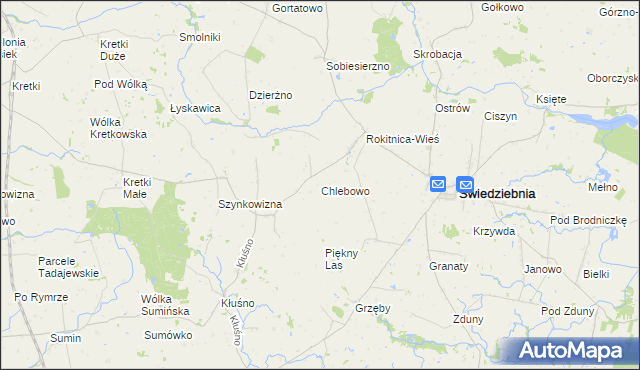 mapa Chlebowo gmina Świedziebnia, Chlebowo gmina Świedziebnia na mapie Targeo