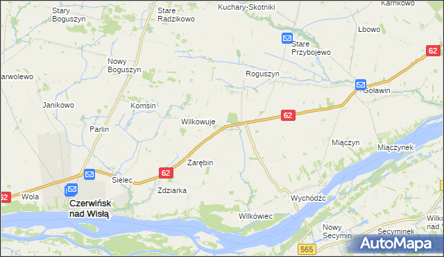 mapa Chociszewo gmina Czerwińsk nad Wisłą, Chociszewo gmina Czerwińsk nad Wisłą na mapie Targeo