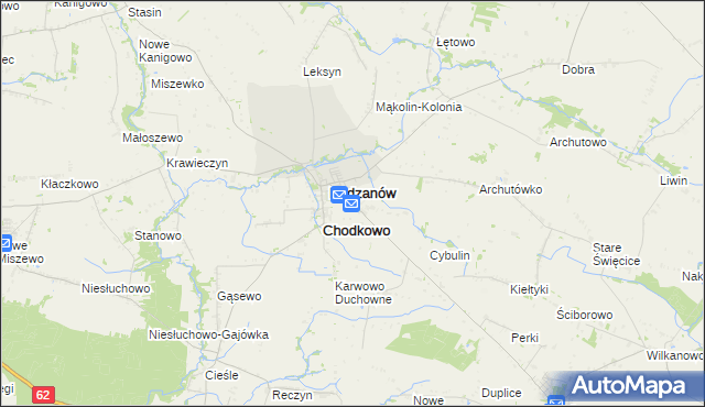mapa Chodkowo-Działki, Chodkowo-Działki na mapie Targeo