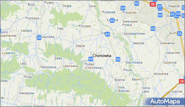 mapa Chorkówka, Chorkówka na mapie Targeo