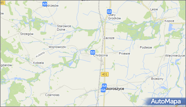 mapa Chróścina gmina Skoroszyce, Chróścina gmina Skoroszyce na mapie Targeo