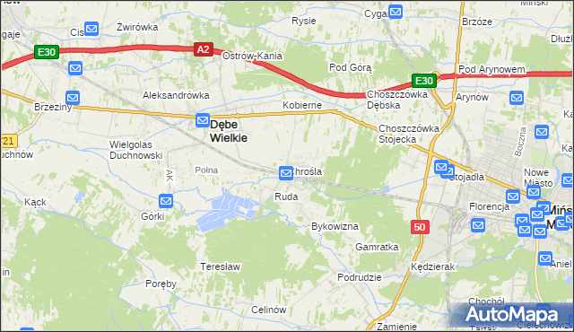 mapa Chrośla, Chrośla na mapie Targeo