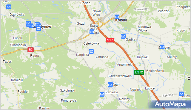 mapa Chrosna gmina Kołbiel, Chrosna gmina Kołbiel na mapie Targeo