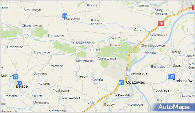 mapa Chrustowice, Chrustowice na mapie Targeo