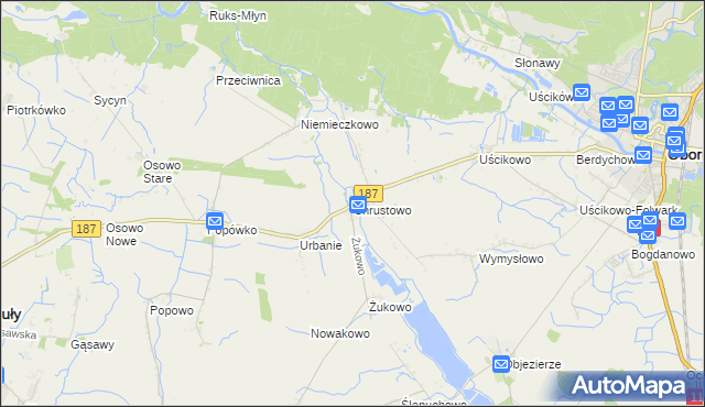 mapa Chrustowo gmina Oborniki, Chrustowo gmina Oborniki na mapie Targeo