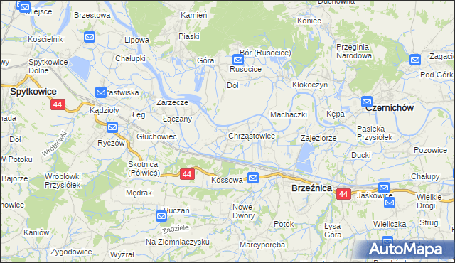 mapa Chrząstowice gmina Brzeźnica, Chrząstowice gmina Brzeźnica na mapie Targeo