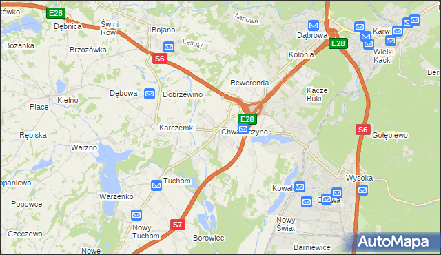 mapa Chwaszczyno, Chwaszczyno na mapie Targeo