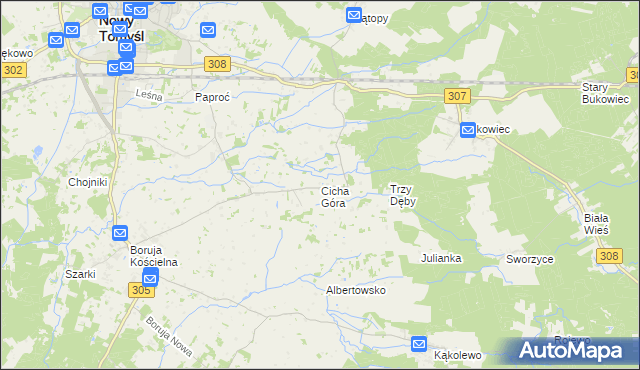 mapa Cicha Góra, Cicha Góra na mapie Targeo