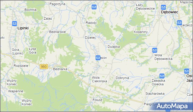 mapa Cieklin, Cieklin na mapie Targeo