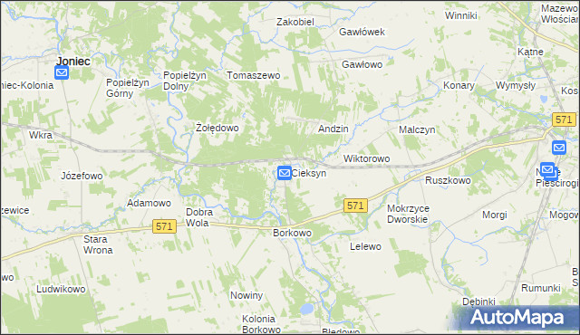 mapa Cieksyn, Cieksyn na mapie Targeo