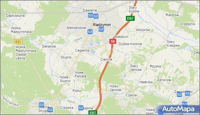 mapa Ciemne gmina Radzymin, Ciemne gmina Radzymin na mapie Targeo