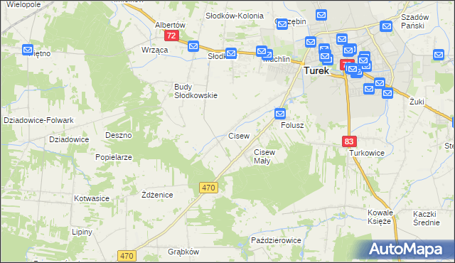 mapa Cisew, Cisew na mapie Targeo