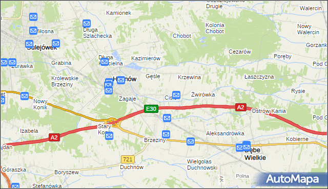 mapa Cisie gmina Halinów, Cisie gmina Halinów na mapie Targeo