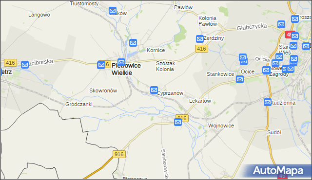 mapa Cyprzanów, Cyprzanów na mapie Targeo