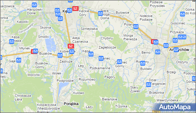 mapa Czaniec, Czaniec na mapie Targeo