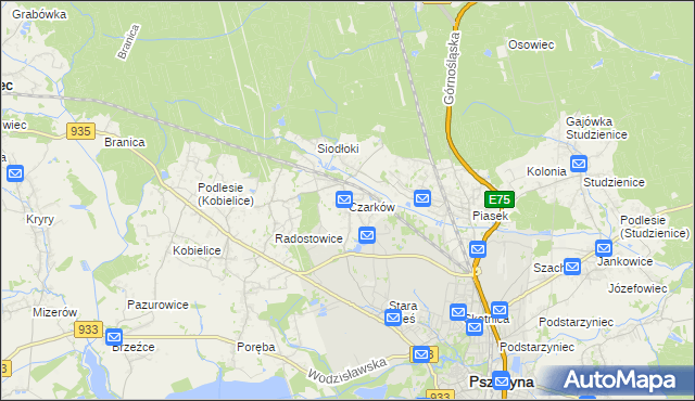 mapa Czarków gmina Pszczyna, Czarków gmina Pszczyna na mapie Targeo