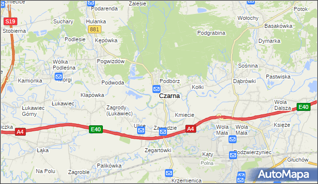 mapa Czarna powiat łańcucki, Czarna powiat łańcucki na mapie Targeo