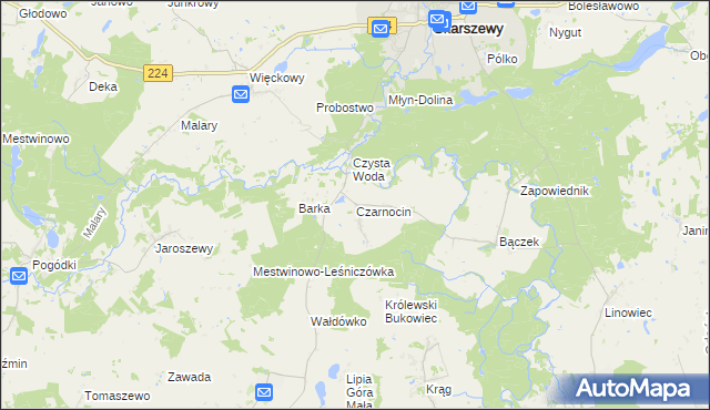 mapa Czarnocin gmina Skarszewy, Czarnocin gmina Skarszewy na mapie Targeo