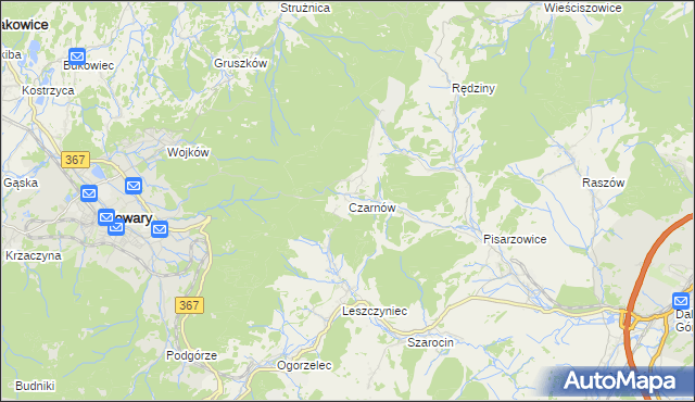 mapa Czarnów gmina Kamienna Góra, Czarnów gmina Kamienna Góra na mapie Targeo