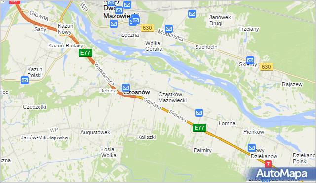 mapa Cząstków Mazowiecki, Cząstków Mazowiecki na mapie Targeo