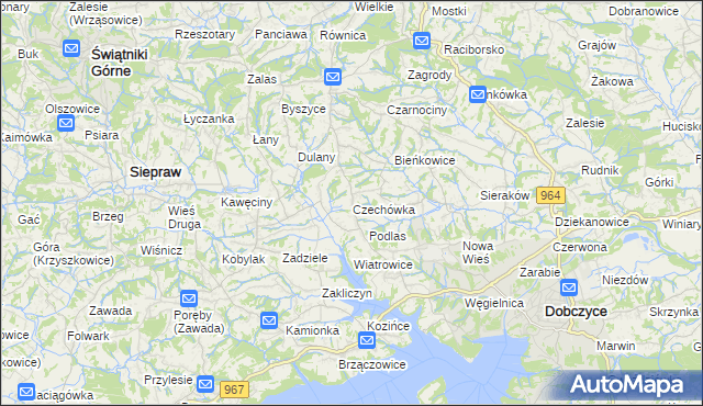 mapa Czechówka gmina Siepraw, Czechówka gmina Siepraw na mapie Targeo