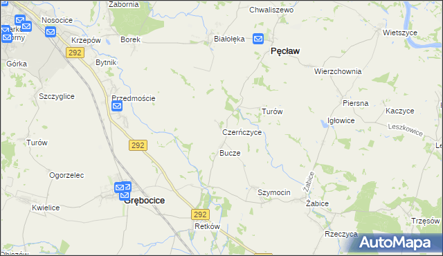 mapa Czerńczyce gmina Grębocice, Czerńczyce gmina Grębocice na mapie Targeo