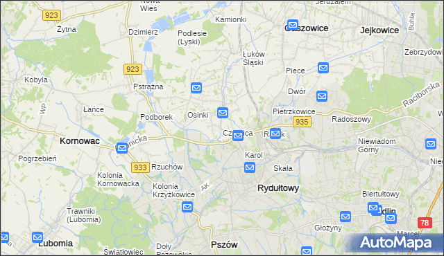 mapa Czernica gmina Gaszowice, Czernica gmina Gaszowice na mapie Targeo