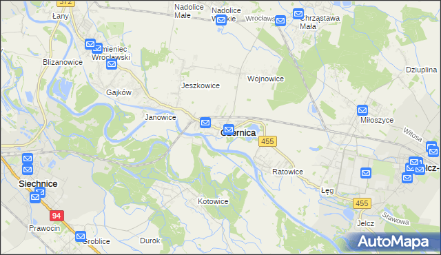 mapa Czernica powiat wrocławski, Czernica powiat wrocławski na mapie Targeo