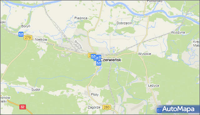 mapa Czerwieńsk, Czerwieńsk na mapie Targeo