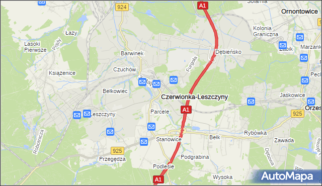 mapa Czerwionka-Leszczyny, Czerwionka-Leszczyny na mapie Targeo