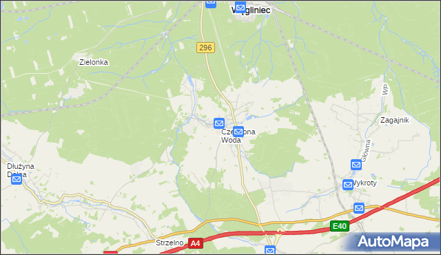 mapa Czerwona Woda gmina Węgliniec, Czerwona Woda gmina Węgliniec na mapie Targeo