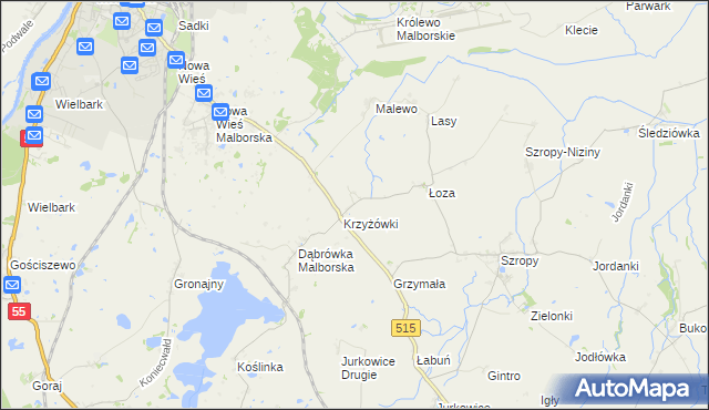 mapa Czerwony Dwór gmina Stary Targ, Czerwony Dwór gmina Stary Targ na mapie Targeo