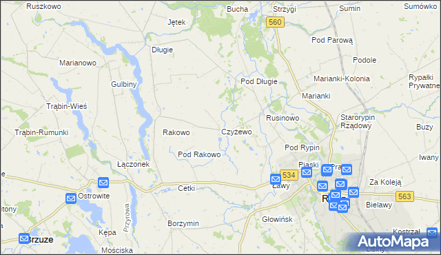 mapa Czyżewo gmina Rypin, Czyżewo gmina Rypin na mapie Targeo