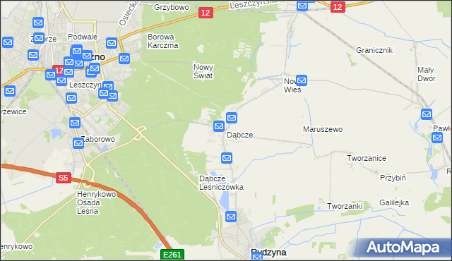 mapa Dąbcze, Dąbcze na mapie Targeo