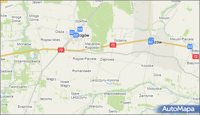 mapa Dąbrowa gmina Jeżów, Dąbrowa gmina Jeżów na mapie Targeo