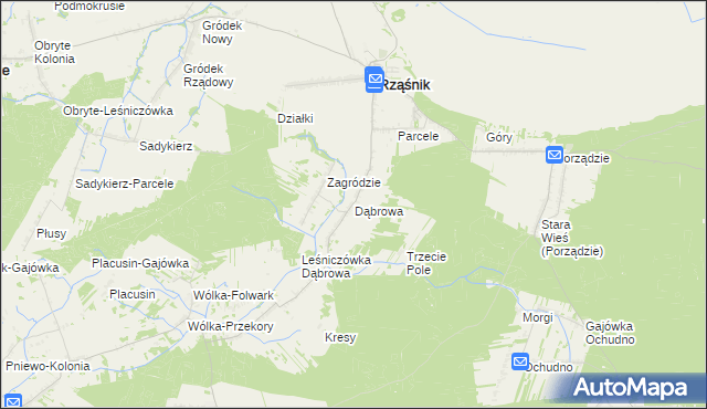 mapa Dąbrowa gmina Rząśnik, Dąbrowa gmina Rząśnik na mapie Targeo