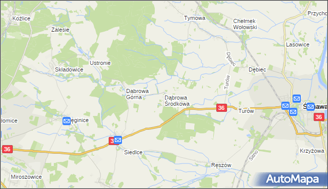mapa Dąbrowa Środkowa, Dąbrowa Środkowa na mapie Targeo