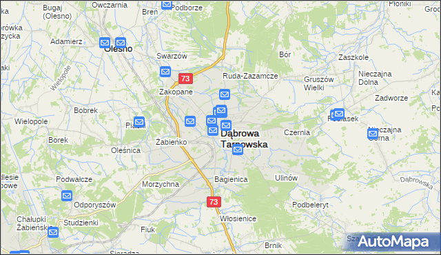 mapa Dąbrowa Tarnowska, Dąbrowa Tarnowska na mapie Targeo