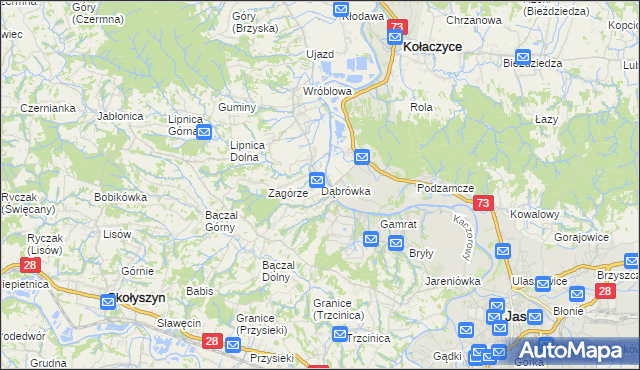mapa Dąbrówka gmina Brzyska, Dąbrówka gmina Brzyska na mapie Targeo