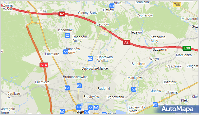 mapa Dąbrówka-Strumiany, Dąbrówka-Strumiany na mapie Targeo